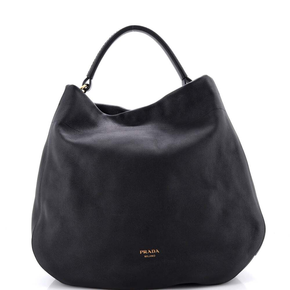 Prada Slouch Hobo Leather Large #254065P21B - Picture 1 of 6